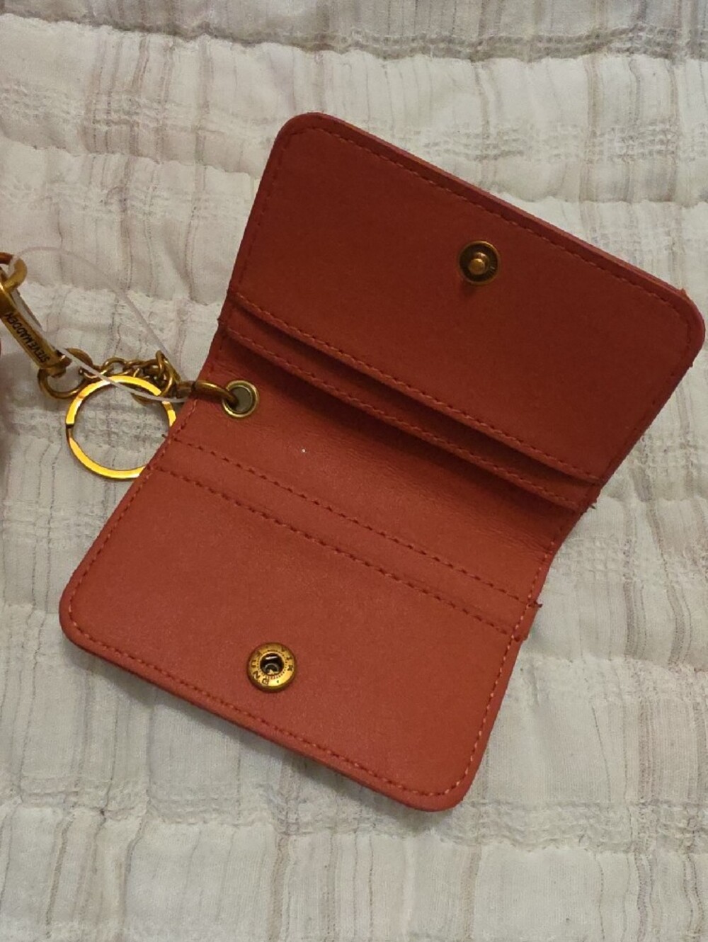 Steve Madden Terracotta/Hot Sauce Satchel Tote with Logo Strap And Cardholder - Picture 3 of 7
